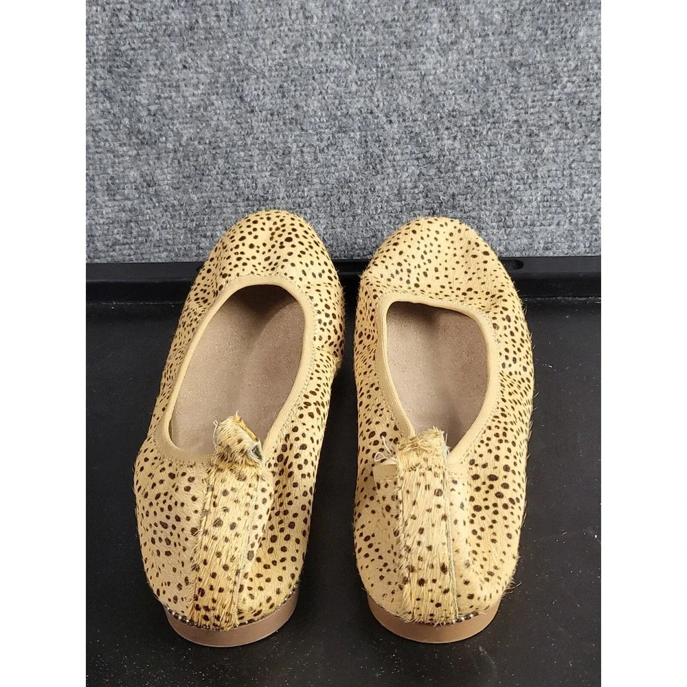 Chelsea Violet Calf Hair Ballet Flats Sz 8M‎ Leopard Cow Animal Print Slip On